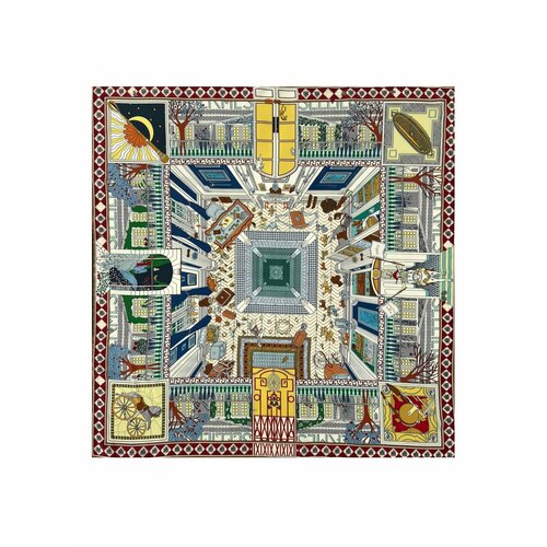 фото Платок ,90х90 см, синий, зеленый hangzhou weihe trade co., ltd