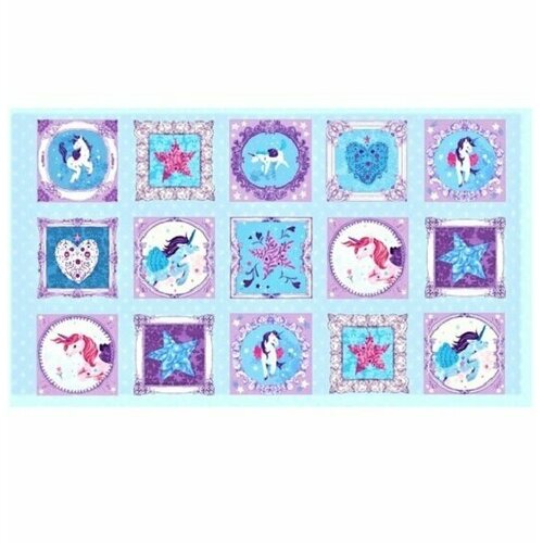 фото Ткань для пэчворка unicorn kisses панель 60х110 см. хлопок 100% michael miller fabrics