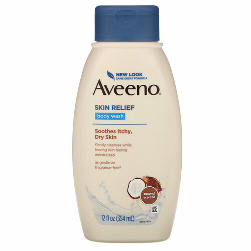 Aveeno, Skin Relief, Средство для мытья тела с нежным ароматом кокоса, 354 мл aveeno calm restore увлажняющий гель из овса без отдушек пробный размер 0 5 унции 14 г