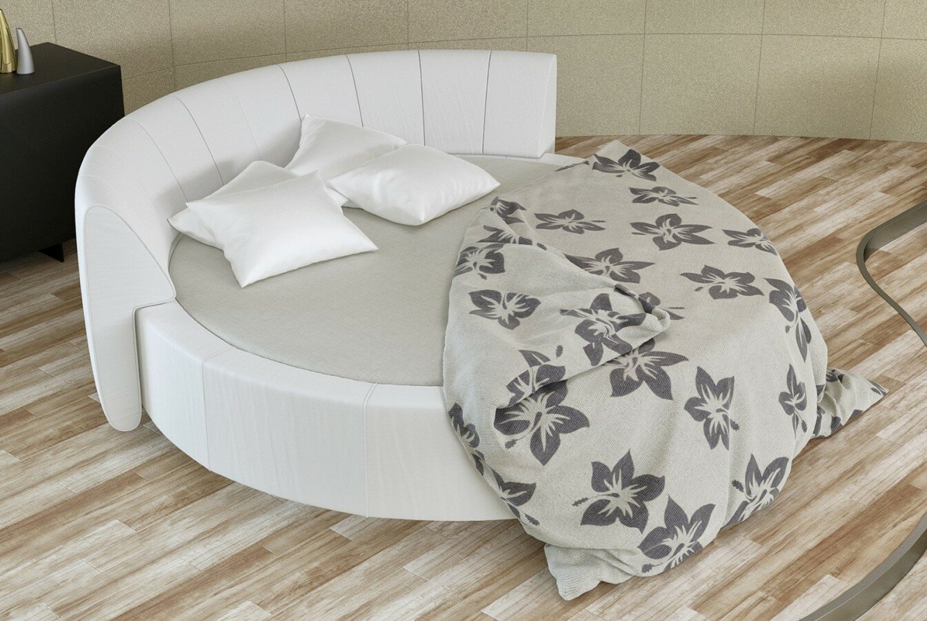 Круглая кровать Индра White 200