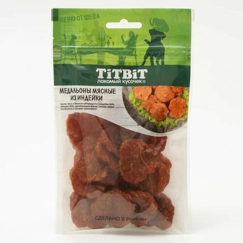 Titbit Лакомство для собак Медальоны мясные из индейки Меню от Шефа, 80 г, 3 шт