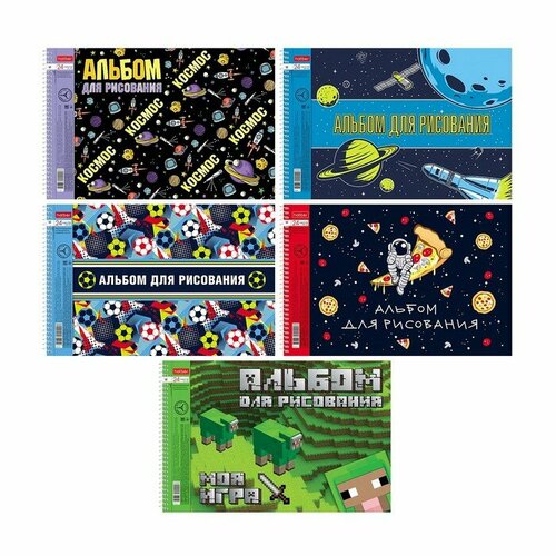 Альбом для рисования А4 24 листов на гребне Из чего сделаны мальчишки обложка мелованный картон перфорация на отрыв блок 100 гм2 5 дизайнов микс 10320₽
