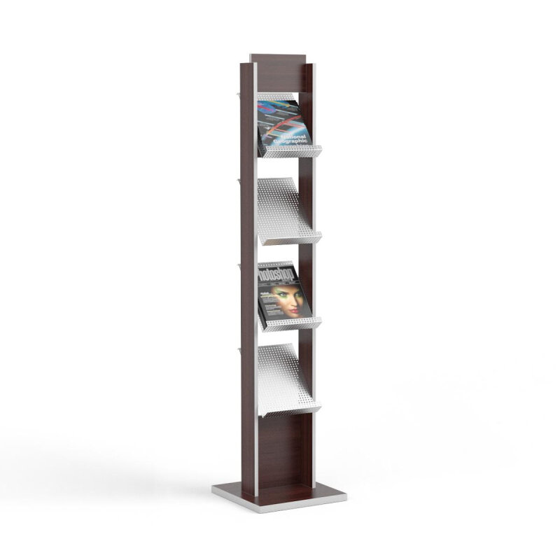 фото Стойка напольная Комус Альманах ДСП-венге, 4 кармана А4, фриз 25x15 см