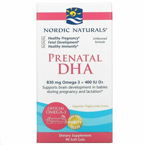 Nordic Naturals, пренатальная ДГК, без добавок, 90 капсул