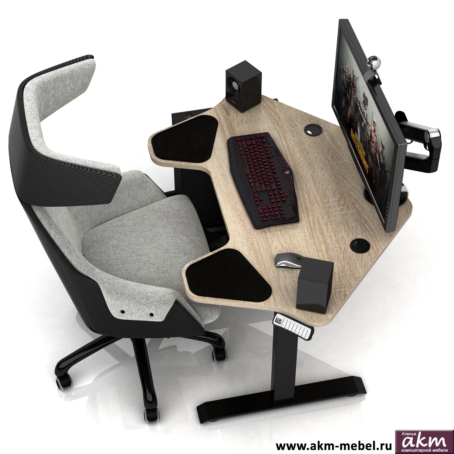 Компьютерные столы фабрики AKM-MEBEL Стол с электрической регулировкой высоты DX STEALTH ELECTRIC Сонома