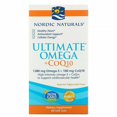 Nordic Naturals, Ultimate Omega + CoQ10, 640 мг, 60 капсул