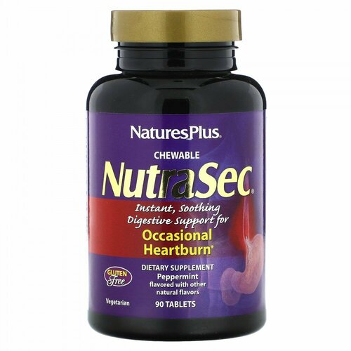 NaturesPlus, Chewable NutraSec, Peppermint, 90 Tablets