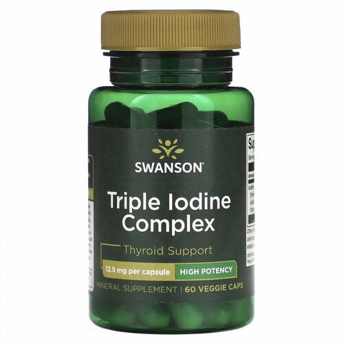 Купить Swanson, Triple Iodine Complex, High Potency, 12.5 mg, 60 Veggie Caps
