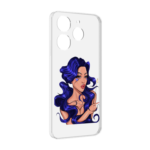 Чехол MyPads красивая-девушка-с-синими-волосами женский для Tecno Spark 10 Pro задняя-панель-накладка-бампер