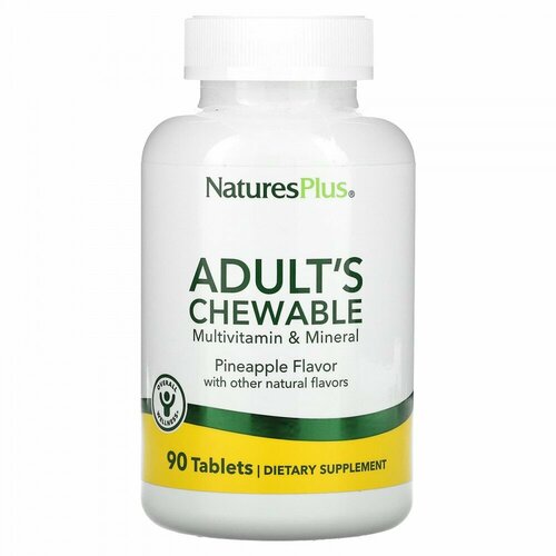 NaturesPlus, жевательные мультивитамины и минералы для взрослых, со вкусом ананаса, 90 таблеток