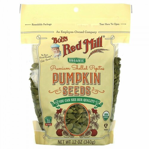 Bob' s Red Mill, Organic Premium Shelled Pepitas, Pumpkin Seeds, 12 oz (340 g)