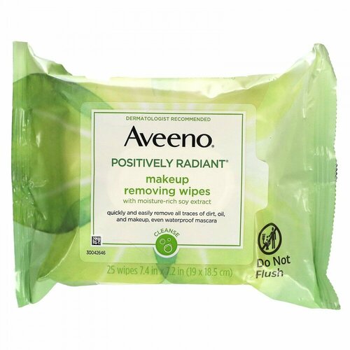 Aveeno, Positively Radiant, Makeup Removing Wipes, 25 Wipes