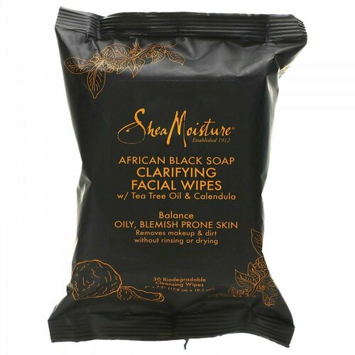 SheaMoisture, African Black Soap, Очищающие салфетки для лица, 30 салфеток