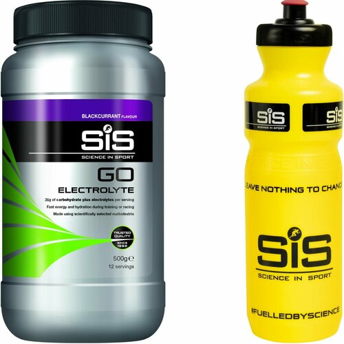 фото Изотоник science in sport (sis) go electrolyte + бутылочка желтая 1 x 500 г, черная смородина