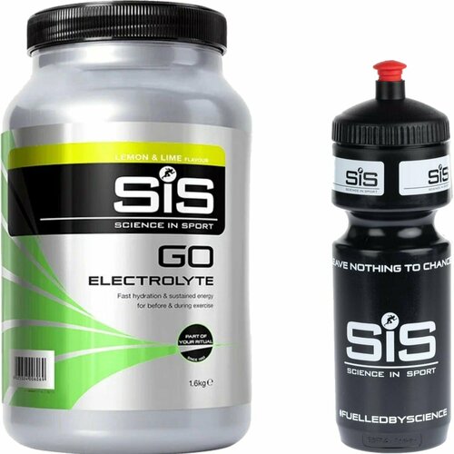 Изотоник SCIENCE IN SPORT (SiS) GO Electrolyte + Бутылочка черная 1 x 1600 г, Лимон-лайм изотоник science in sport go electrolyte powder лимон лайм 1600 г