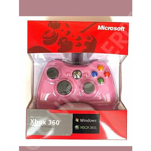 Джойстик (геймпад) проводной для Xbox 360 и PC розовый
