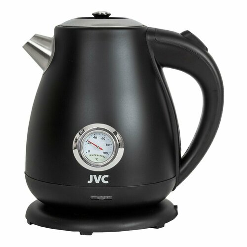 Чайник электрический JVC, JK-KE1717, черный, 1.7 л, 2200 Вт, скрытый нагревательный элемент, нержавеющая сталь. 452045