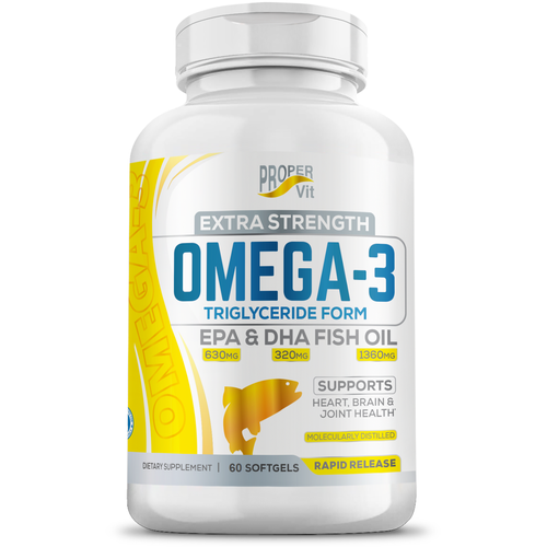 Омега-3 рыбий жир 1360 мг в триглицеридной форме Proper Vit для сердца, мозга и иммунитета 60 капсул