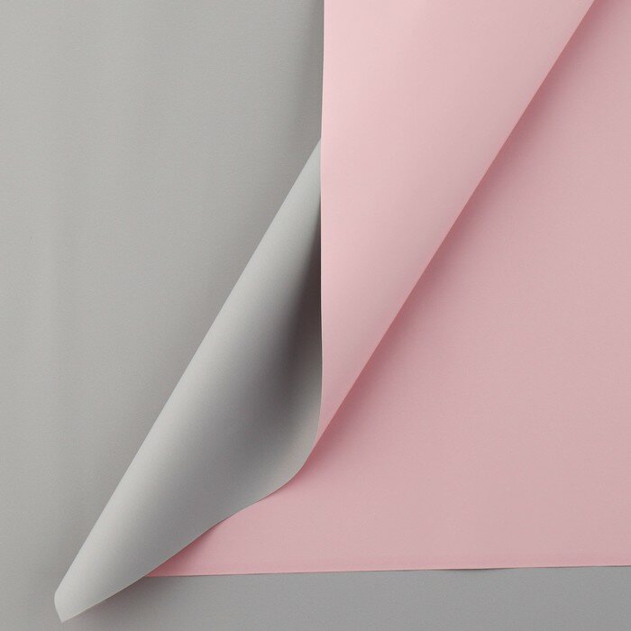 Пудровая плёнка двусторонняя «Нежно-розовый + серый» 50 мкм 0.5 х 9 м