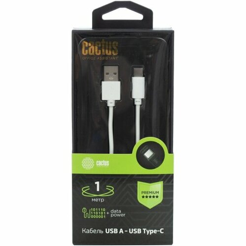 Кабель Cactus CS-USB. A. USB. C-1 USB (m)-USB Type-C (m) 1м белый блистер аксессуар cactus usb m usb type c m 1 2m cs usb a usb c 1 2