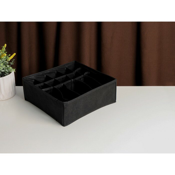 Органайзер для белья «Смарт», 15 отделений, 30×30×11 см, цвет черный - фотография № 2