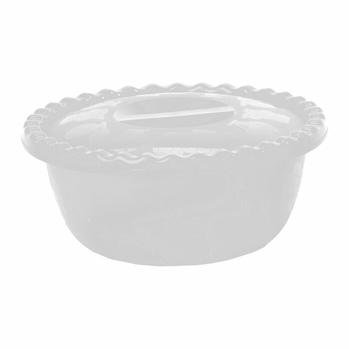 фото Миска 3,0 л пластик с крышкой аквамарин, бел ротанг (М-Пл)