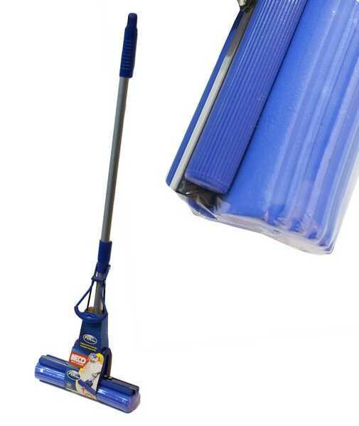 фото Швабра ПВА 26см NECO, пластик коллектор, с телескопической алюминевой ручкой 90-125см