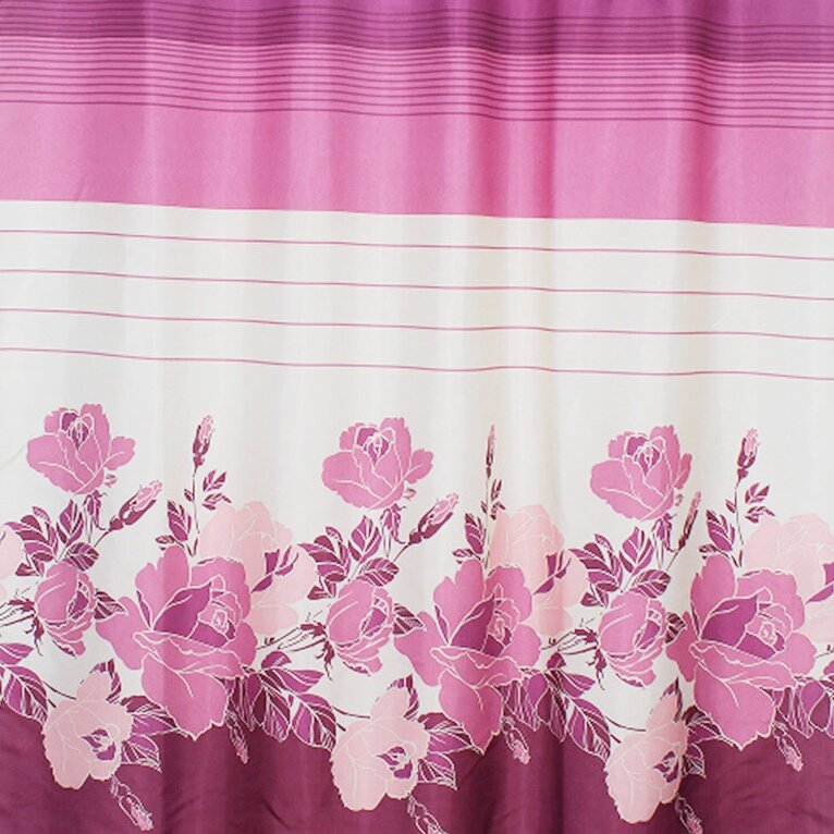 фото Штора санакс с рисунком - красные розы, в ванную комнату, без колец - полиэстэр