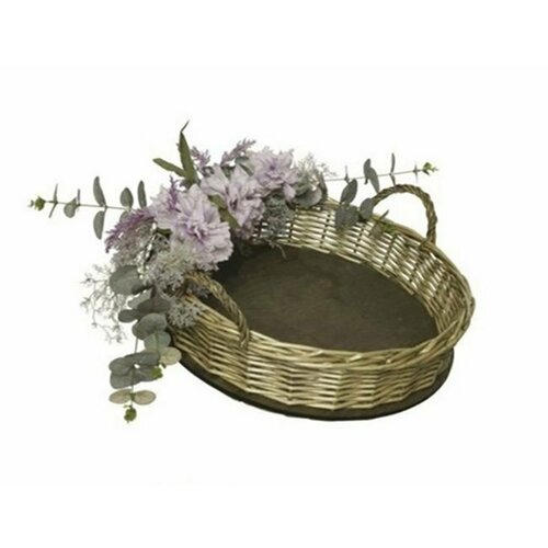 Декоративный поднос корзинка цветочницы ивовая лоза полиэстер сиреневые цветы 44 см Kaemingk 802029-2 6433₽