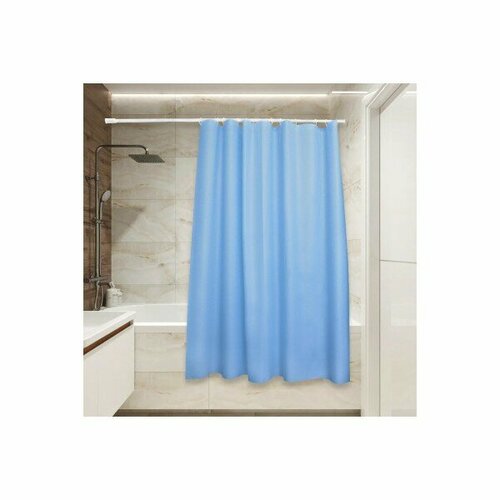 Штора для ванной Сантис материал основы peva 54 г/м2, PV-204, голубая, 180х180 см