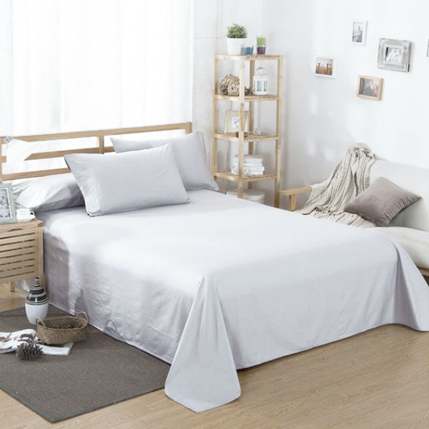 фото Белая простынь на 1,5 кровать 145х215 см, Бязь-100 % хлопок, Простыня классическая, детская, Постельная простынь, Простынка, Простынь на кровать