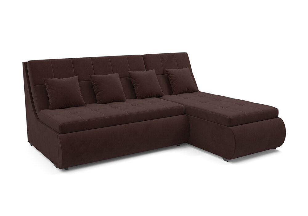 фото Диван угловой Мебель-АРС Дубай дельфин велюр коричневый 210x176x94 см