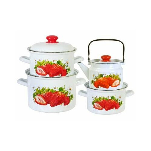 Набор посуды 8 пр, С-16АП2/4, Сочная клубника, белый Л