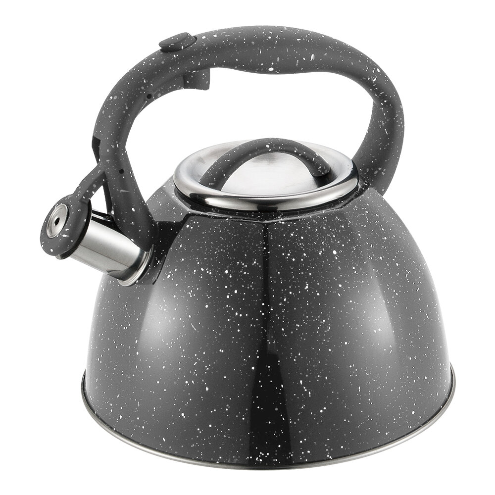 фото Чайник металлический со свистком MARTA MT-3027 серый мрамор