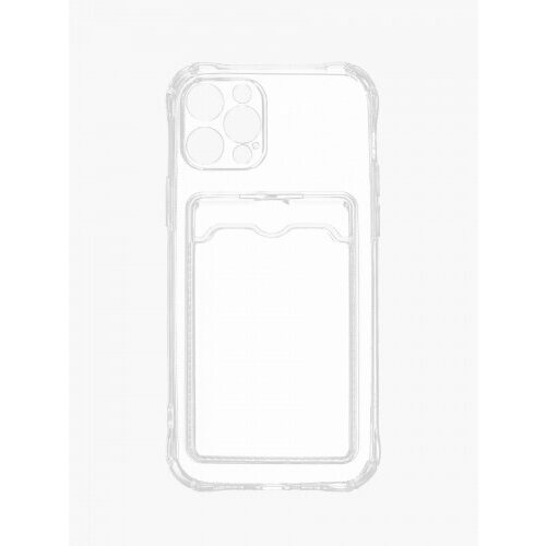 Силиконовый чехол Zibelino для Apple iPhone 12 Pro, Silicone Card Holder, защита камеры, прозрачный силиконовый чехол zibelino для apple iphone 11 silicone card holder защита камеры мятный