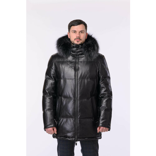 Кожаная куртка YIERMAN, размер 66, черный кожаная куртка yierman размер 56 черный