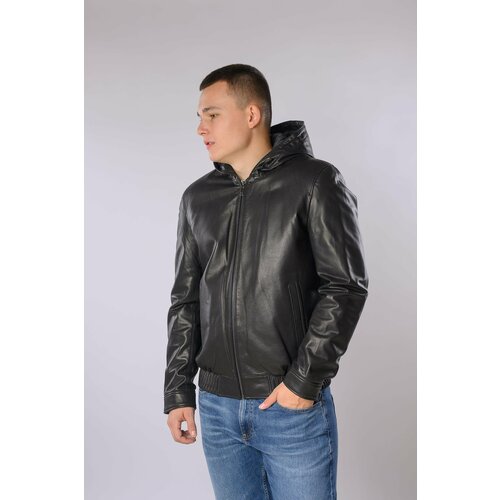 Кожаная куртка , размер 60, черный