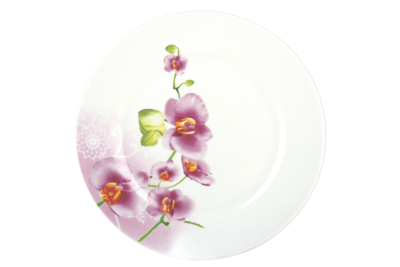 фото Тарелка фарфор плоск 23СМ орхидея круг коралл