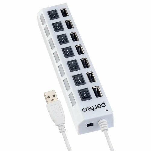 Perfeo Кабель-переходник адаптер USB-HUB 7 Port PF-H036 White белый 100500₽