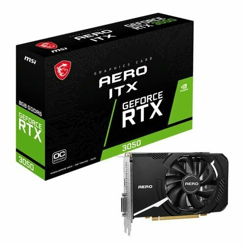 Видеокарта MSI NVIDIA GeForce RTX 3050 RTX 3050 AERO ITX 8G OCV2 8ГБ Aero, GDDR6, OC, Ret