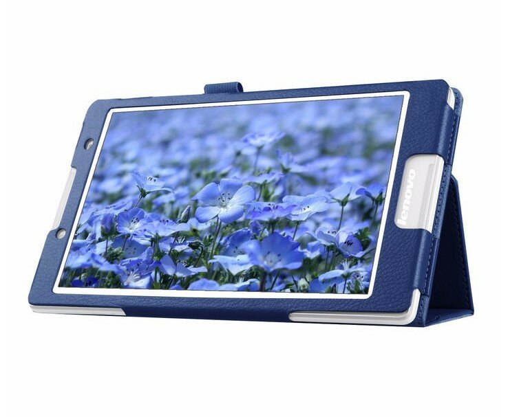 Чехол-обложка MyPads с подставкой для Lenovo Tab 2 A8-50F/ A8-50L / A8-50LC/Tab 3 TB3-850F/850M LTE синий кожаный
