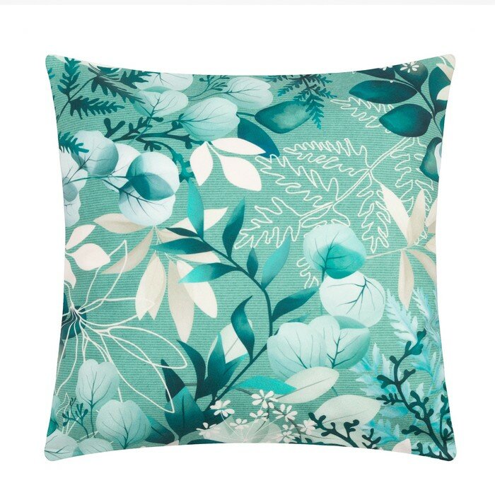 фото Чехол на подушку Этель "Тропики" 40х40 см, велюр, 100% п/э