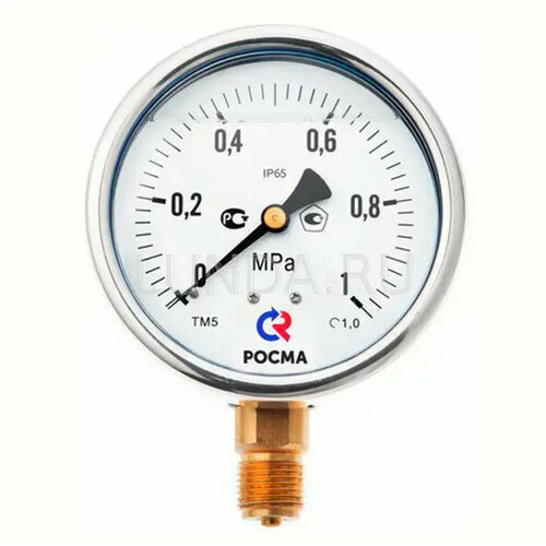 Манометр с поверкой тип ТМ-320Р.00, 0.25 МПа, 63мм, М12х1,5(снизу), кл.1,5, корпус-нерж. ст, Росма 00000010253