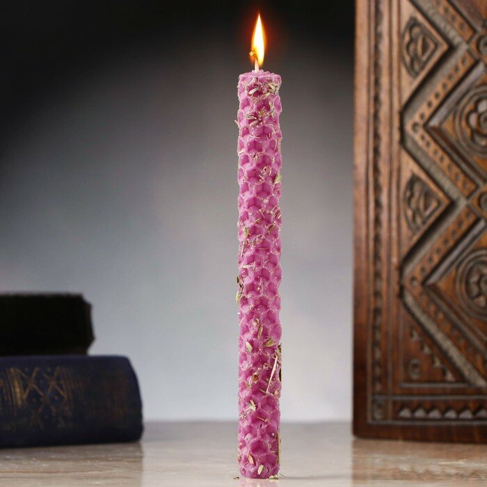 Свеча из вощины "От страха и стресса" с лавандой, 13х1,7 см, фиолетовый