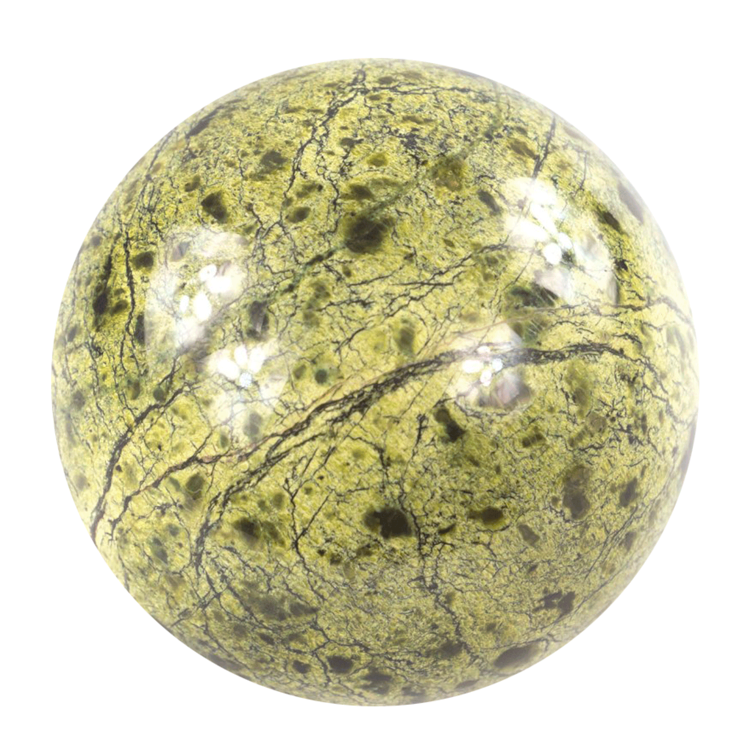 Шар 7,5 см из камня змеевик светло-зеленый 121502