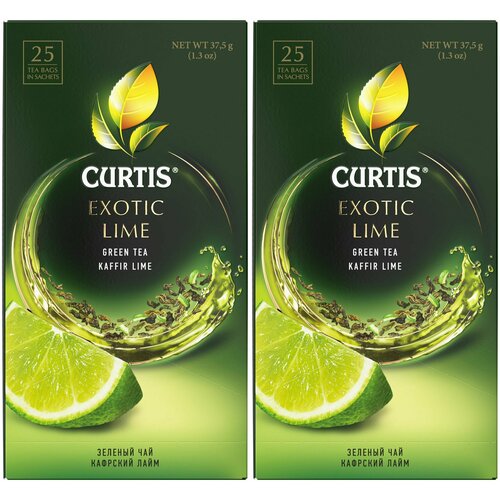 Curtis Чай в пакетиках Exotic Lime, зеленый, 25 пакетиков, 2 шт