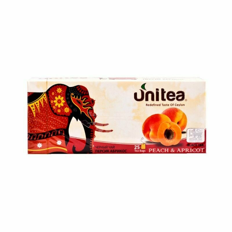 UNITEA Чай черный, Персик и Абрикос, 25 пакетиков /