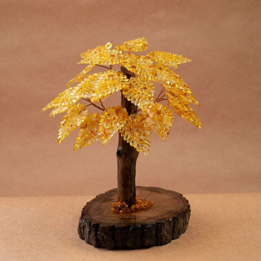 Сувенирное дерево для привлечения богатства с янтарными листьями