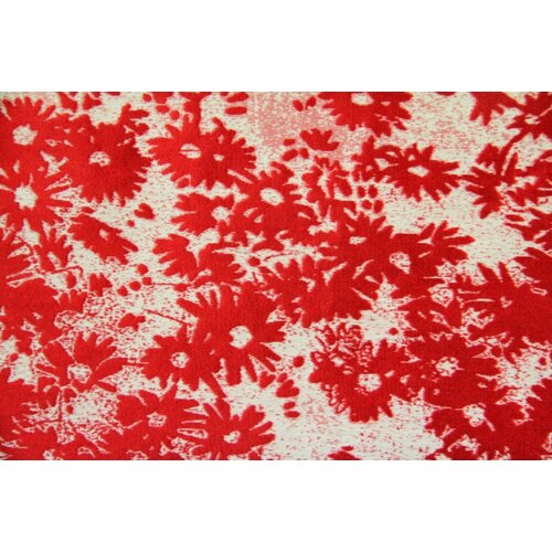 Ткань жаккард с красными цветами