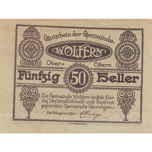 Австрия, Вольферн 50 геллеров 1914-1920 гг. австрия гётцендорф 50 геллеров 1914 1920 гг